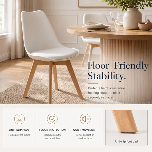 Miniatura 7 de Juego de 8 sillas de comedor, modernas sillas de comedor tapizadas con asiento acolchado de piel sintética, sillas de cocina sin brazos con respaldo