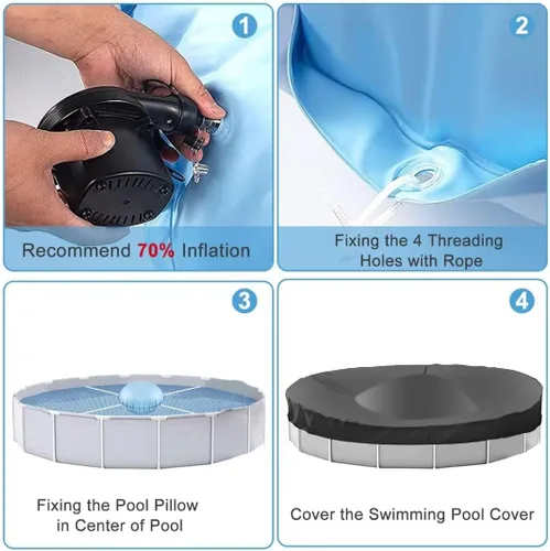 Miniatura 6 de Almohadas de piscina para piscinas sobre el suelo, 4 pies de diámetro, almohada de aire de piscina resistente de 0.016 in de grosor, kit de invierno