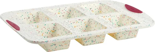 Miniatura 8 de Trudeau Molde de Donas Jumbo – Molde Antiadherente de 6 Cavidades, Confeti Blanco/Fucsia – Molde de Silicona para Hornear Donas Caseras, Magdalenas