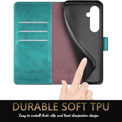 Miniatura 7 de SUANPOT Funda tipo cartera para Samsung Galaxy S23 FE con bloqueo RFID, tarjetero de piel sintética con tapa y tapa para teléfono para Samsung S23