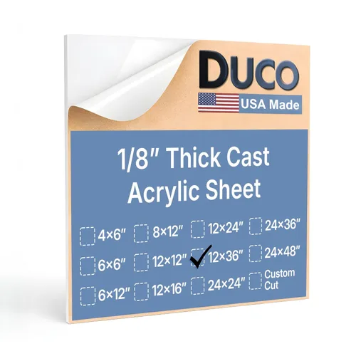 Miniatura 87 de Duco - Hoja de acrílico fundido transparente hecha en Estados Unidos, 1/8 de pulgada de grosor, 12 x 12 pulgadas, 1 paquete de láminas de plexiglás