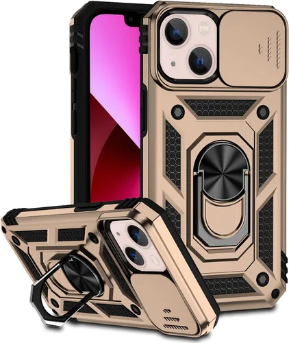 Miniatura 11 de Funda compatible con iPhone 13 de 6.1 pulgadas, funda magnética con funda para cámara y soporte, grado militar, a prueba de golpes, material de PC