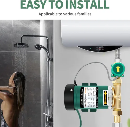 Miniatura 5 de Bomba de refuerzo de presión de agua de 120 W 115VAC, 396 GPH, 21.7 PSI Bomba de refuerzo automática para el hogar con interruptor de flujo de agua