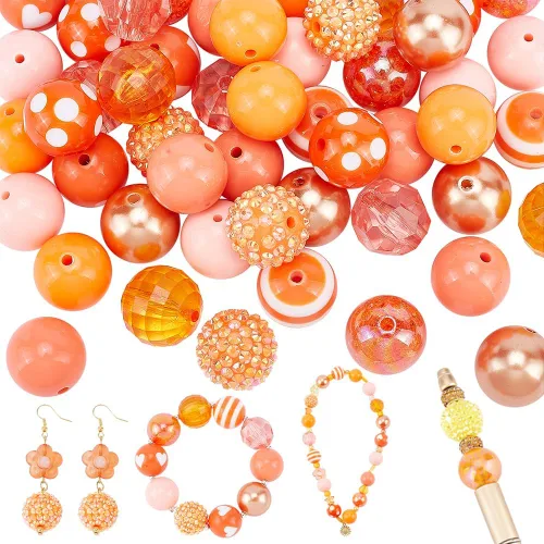 Miniatura 7 de PH PandaHall 50 cuentas acrílicas de 0.78 pulgadas (0.787 in) con cuentas de chicle, cuentas focales grandes y sueltas para bolígrafos, bodas