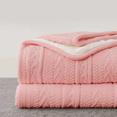 Miniatura 24 de Longhui bedding Manta de punto trenzado acrílico negro de 50 x 63 pulgadas, gruesa, suave, grande, acogedora manta de forro polar de punto