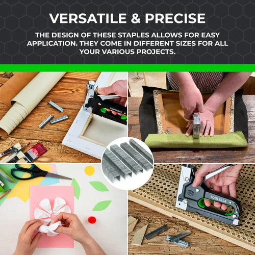 Miniatura 6 de TOOLZILLA Paquete surtido de grapas, 4,400 piezas, variedad para pistola de grapas y grapadora, incluyendo corona estrecha y corona redonda