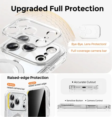 Miniatura 3 de Funda magnética de privacidad para iPhone 17 Pro Max [Cartulina con purpurina para bricolaje] [Soporte magnético invisible] Protector de pantalla