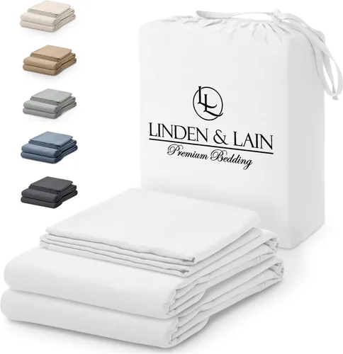 Miniatura 14 de Linden & Lain Juego de sábanas de lujo tamaño Queen Sábanas de cama orgánicas ultra suaves Viscosa derivada de bambú Microfibra Bolsillo