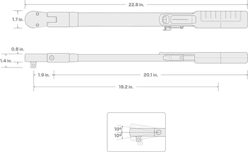 Miniatura 7 de TEKTON - Llave dinamométrica de 1/2 pulgada de 72 dientes con viga dividida (40-250 pies-libras) TRQ62203