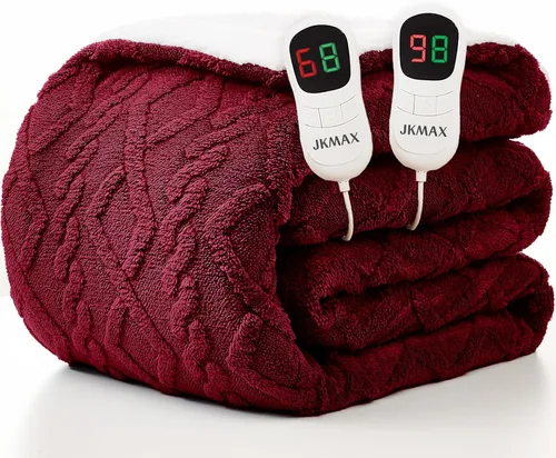 Miniatura 20 de JKMAX - Manta eléctrica con calefacción de tamaño queen, 84 x 90 pulgadas, 10 niveles de calefacción, 5 ajustes de tiempo, con protección contra