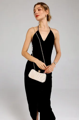 Miniatura 4 de Menurra Bolso de mano Bolso de noche de perlas de satén Bolso de mano con correa de cadena Bolso de hombro