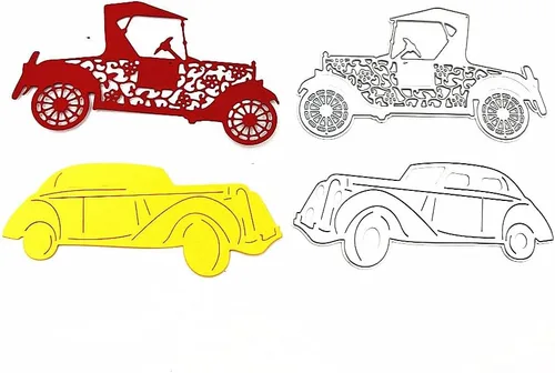 2 piezas de troqueles de metal para automóvil, troqueles de corte de automóvil vintage, plantillas de bricolaje para manualidades, plantillas para