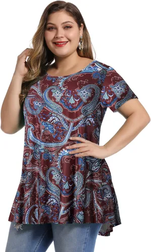 Miniatura 3 de MONNURO - Camiseta de manga corta para mujer, holgada con mucho vuelo, talla grande