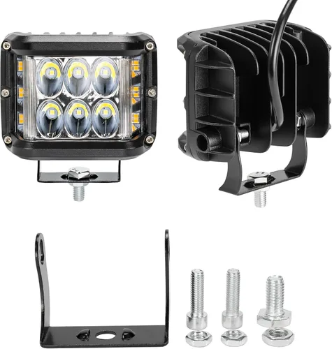 Miniatura 7 de AUTOXBERT 2 piezas de luces laterales de cápsulas, luces LED estroboscópicas de cubo de 4 pulgadas de doble cara para todo terreno con destello