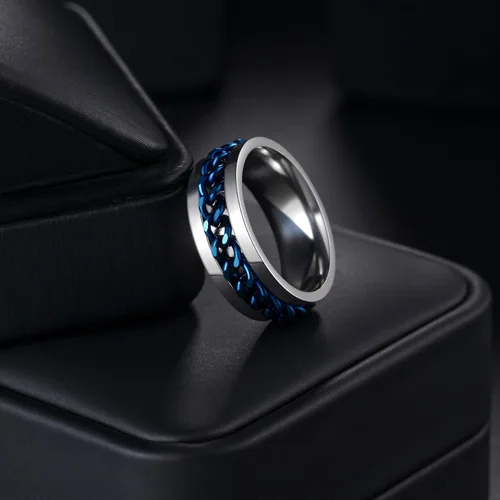 Miniatura 137 de Anillos giratorios para la ansiedad para hombre, anillos clásicos de cadena para mujeres y adultos, anillo de acero de titanio