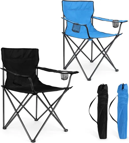 Miniatura 10 de HaSteeL Silla de Camping, Silla Plegable Extra Grande para Adultos, Silla de Campamento Plegable con Portavasos, Portátil para Pesca al Aire Libre