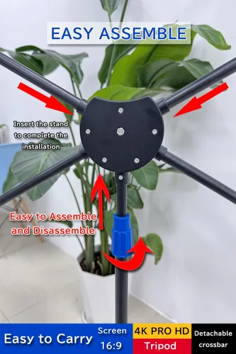 Miniatura 9 de Pantalla de proyector con soporte para exteriores de 60 pulgadas, 4K HD de 1.5, pantalla de película resistente a las arrugas, ángulo de visión