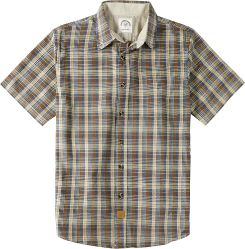 Miniatura 23 de Dubinik® Camisas de manga corta con botones para hombre, 100% algodón, a cuadros, camisas casuales con bolsillo