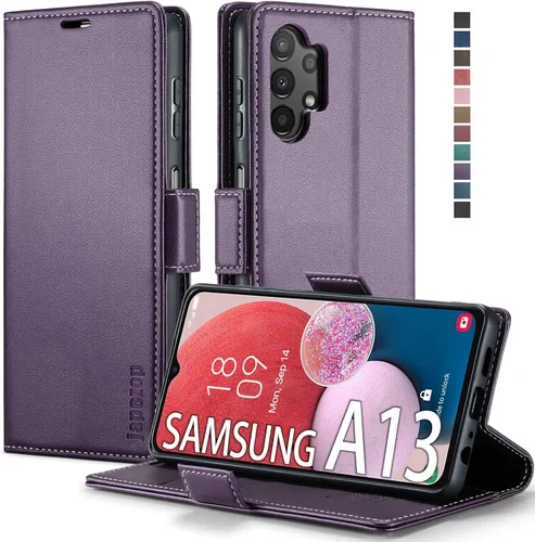 Miniatura 15 de Funda para Samsung Galaxy A13 5G, Samsung Galaxy A13 5G con tarjetero [bloqueo RFID] atril magnético, funda de cuero con tapa para Samsung Galaxy