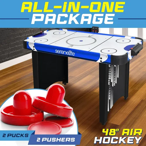 Miniatura 7 de SereneLife Mesa de juego de hockey de aire de 48 pulgadas, con rastreador de puntuación integrado y dispensador de disco, marcador LED digital