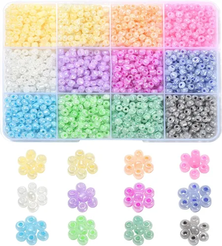 LiQunSweet 12 colores 6/0 0.157 in de semillas de vidrio cuentas redondas pequeñas cuentas multicolor sueltas espaciador cuentas para cintura