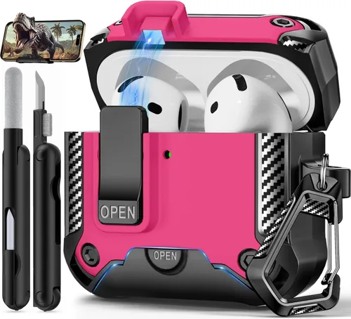 Miniatura 32 de Funda para AirPods Pro de 2 generación con soporte para teléfono, diseño de interruptor automático de protección completa contra caídas con kit