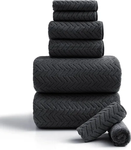 Miniatura 25 de Ferdilan - Juego de 4 toallas de baño grandes de 35 x 70 pulgadas, 600 GSM, ultra suaves y absorbentes, para silla de baño, color negro, toallas