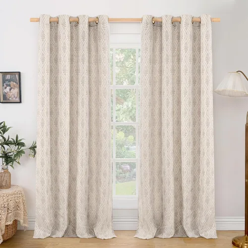 Miniatura 15 de BGment - Cortinas de jacquard de hojas en color amarillo mostaza, 72 pulgadas de largo para sala de estar, patrón botánico de estilo campestre