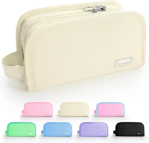 Sooez - Estuche para lápices con apertura amplia, estuche organizador de gran capacidad para artículos de papelería, bolsa estética para lápices