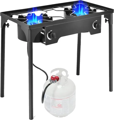 Miniatura 10 de Goplus - Hornillo portátil de gas propano para exteriores, quemador de hierro fundido con patas desmontables para camping