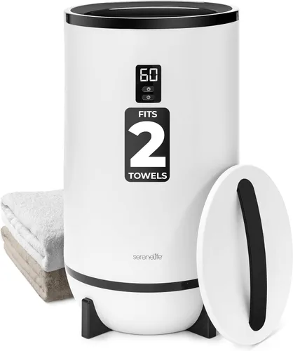 SereneLife Calentador de toallas estilo cubo, calentador de manta portátil para spa y baño, gran capacidad, fragancia personalizable, apagado