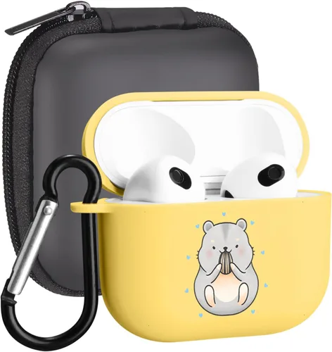 Miniatura 33 de Funda compatible con Airpods de 3ª generación, linda funda para Airpods 3, diseño de rana, protectora para mujeres y niñas con llavero para Apple