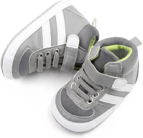 Miniatura 2 de Sekantrol Zapatos de cuna para recién nacidos, para niños y niñas, suela de goma suave, zapatos para bebés, zapatos deportivos de moda de caña alta