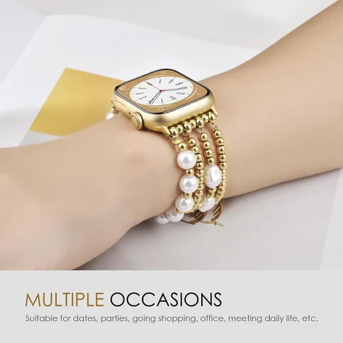 Miniatura 3 de AIRSPO Pulseras de cuentas compatibles con Apple Watch Band de 38, 40, 41, 42, 44 y 45 mm, hechas a mano, para series SE 8, 7, 6, 5, 4, 3, 2, 1