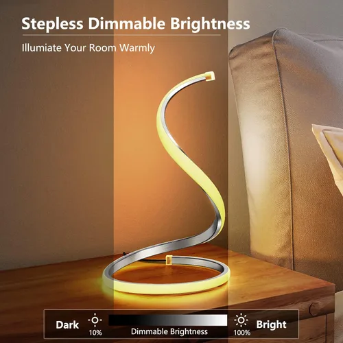 Miniatura 5 de NUÜR Juego de 2 lámparas de mesa LED, lámparas de mesa plateadas, lámpara de mesa de noche, control táctil, regulable continuo, lámpara de mesa