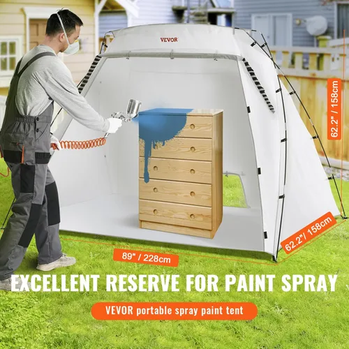 Miniatura 3 de VEVOR Cabina de Pintura Portátil, Carpa de Pintura en Aerosol Más Grande con Piso Integrado y Malla y Ganchos a Prueba de Viento, Estación de Carpa