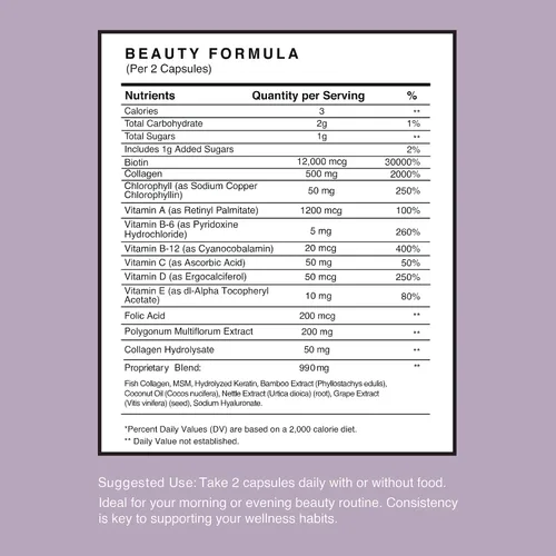 Miniatura 6 de RE:ROOT Cápsulas de belleza capilar – Biotina 12,000 mcg, colágeno, queratina, MSM, bambú – para cabello, piel y uñas – 60 cápsulas veganas