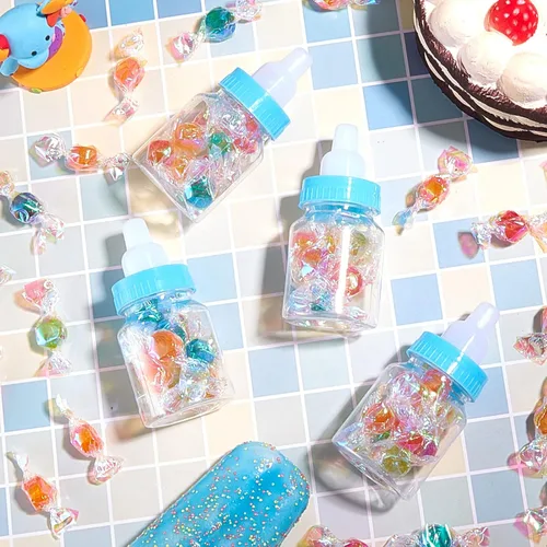 Miniatura 7 de Patelai 36 biberones de 3.5 pulgadas para baby shower, mini botellas transparentes de plástico para baby shower, mini figura de caramelo, caja