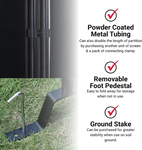 Miniatura 5 de Proman Products - Divisor de sección Galaxy II, divisor de habitación de tela repelente al agua con marco de metal recubierto de polvo negro