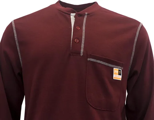 Miniatura 90 de KONRECO Camisas FR para hombre resistentes al fuego/ignífugo CAT2 7oz algodón dos tonos y camisa Henley