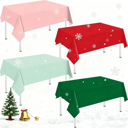 Miniatura 21 de Whaline Mantel rectangular de plástico azul polvoriento, 12 piezas, 4 colores azules, impermeable, para invierno, cumpleaños, bodas, fiestas
