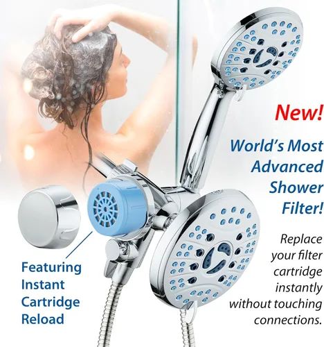 Miniatura 4 de Piel y cabello: el filtro de ducha más avanzado del mundo para combos con modos de filtración de encendido/apagado, recarga instantánea de cartucho