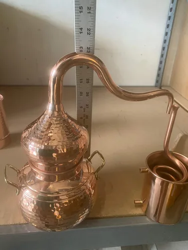 Miniatura 7 de Alambique de whisky alémbico expandible, destilería de cobre de medio litro, 2 litros/8.5 tazas