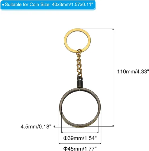 Miniatura 2 de PATIKIL AA Coin Holder Keychain, Round Medallion Holder with Metal Key Ring for AA Coin Medallion