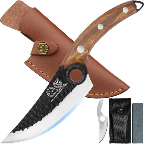 XYJ FULL TANG Cuchillo Deshuesador de Acero Inoxidable de 6 Pulgadas Cuchillos de Chef para Pesca Incluye Funda de Cuero Cuchillos de Cocina al Aire
