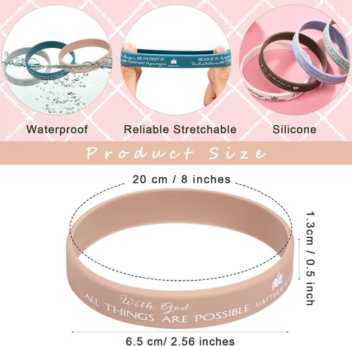 Miniatura 2 de HyDren 120 pulseras religiosas de silicona para regalo cristiano, pulseras de goma bíblicas a granel, pulseras inspiradoras coloridas