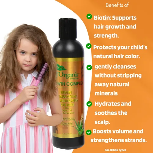 Miniatura 2 de J'Organic Solutions Acondicionador de cabello estimulante de biotina para niños, promueve un cabello más grueso, más completo, nutritivo y mejora
