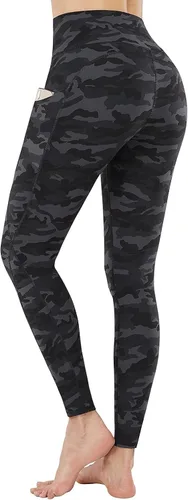 Miniatura 20 de PHISOCKAT Pantalones de yoga de cintura alta para mujer con bolsillos, leggings para mujer con control de abdomen, leggings de entrenamiento