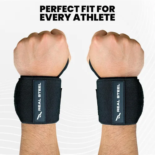 Miniatura 5 de Muñequeras de acero real para levantamiento de pesas, hombres y mujeres, bandas de gimnasio de 24 pulgadas con bucle para el pulgar, correas