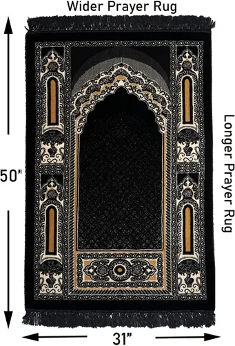 Miniatura 2 de Modefa Alfombra de oración islámica – Alfombra de terciopelo grande y ancha de doble felpa – Janamaz musulmán tradicional – Alfombra de oración